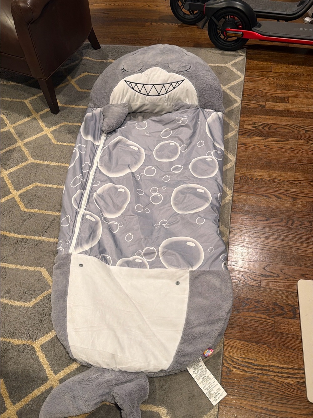 Plush Shark Kids Sleeping Bag - Gray